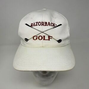 Vtg The Game Arkansas Razorbacks Golf Snapback Hat White Green Underbrim OSFA